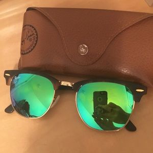 Ray Ban Mirror Sunglasses. Tortoise/ Green